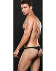 Microfiber Low Rise Zip Thong - Black - K. P.
