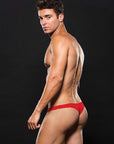 Microfiber Low Rise Zip Thong - Red - K. P.