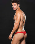 Microfiber Low Rise Zip Thong - Red - K. P.