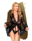 Hypnotic Short Kimono with Thong - Black - K. P.