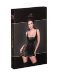 Power Wetlook Dress with Lace Inserts - Black - K. P.