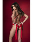 Red Ribbon and Strappy Bodysuit - K. P.