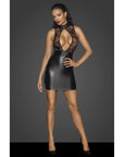 Power Wetlook Short Dress with Skirt & Tulle Top - Black