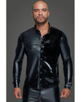Powerwetlook PVC Long Sleeved Shirt with Button Placket - Black - K. P.