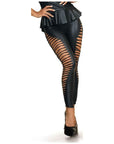 Stretch Wetlook Cut Out Leggings Black