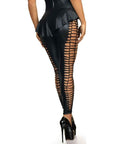 Stretch Wetlook Cut Out Leggings Black