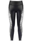 Stretch Wetlook Cut Out Leggings Black