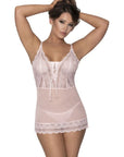 Magic Silk - Lace Chemise and G-String - Blush - K. P.