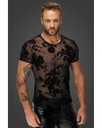 Flock Embroidery T-Shirt - Black
