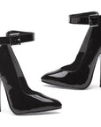Fetish Pump w Ankle Strap 6" - Black - K. P.
