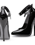 Fetish Pump w Lock and Key 6" - Black - K. P.