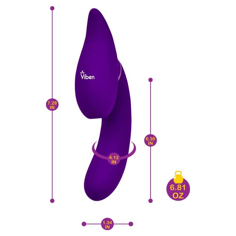 21 Mode Swivel Suction Head Triple Motor Vibrator - Symphony - Purple - K. P.