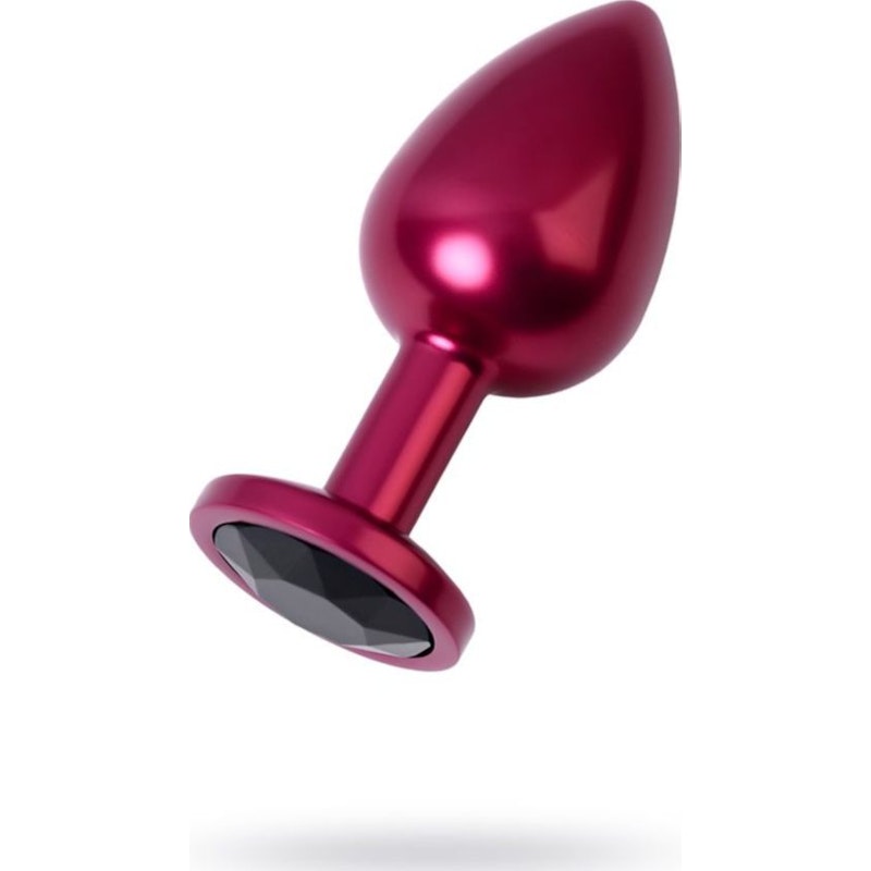 Red Metal Anal Plug w Black Crystal Medium - K. P.