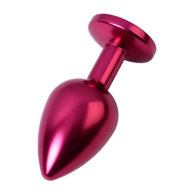 Red Metal Anal Plug w Black Crystal Medium - K. P.