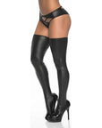Thigh Highs Wetlook Metallic Black