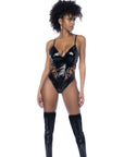 Wet Look Vinyl Bodysuit Black