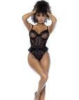 Bodysuit w/ Lace Ruffles - Black