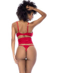 Red 3 Pc Set w/ Bra, Panties and Flexible Corset