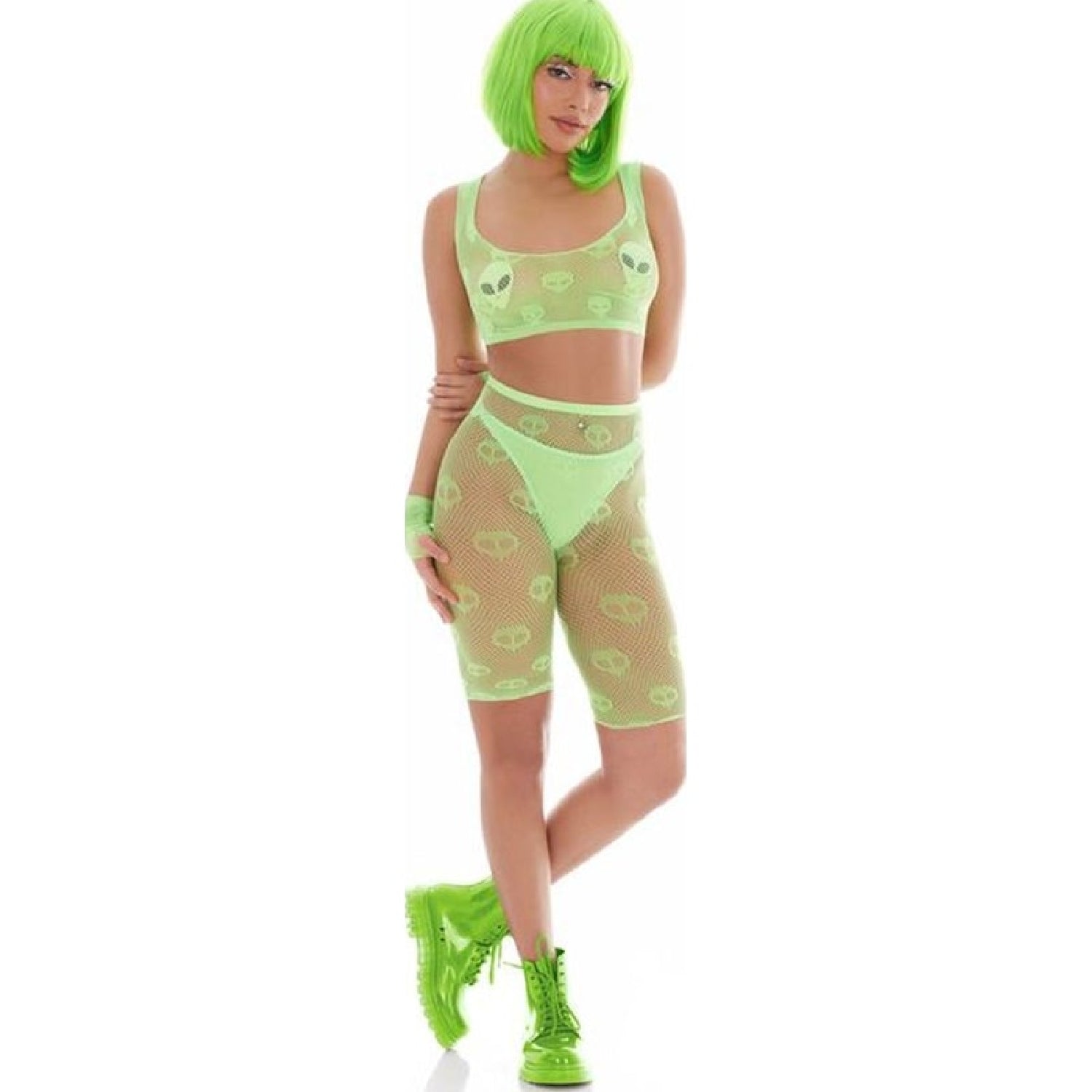 Out of This World Green Bodysuit Set with Alien Pasties - Green - K. P.