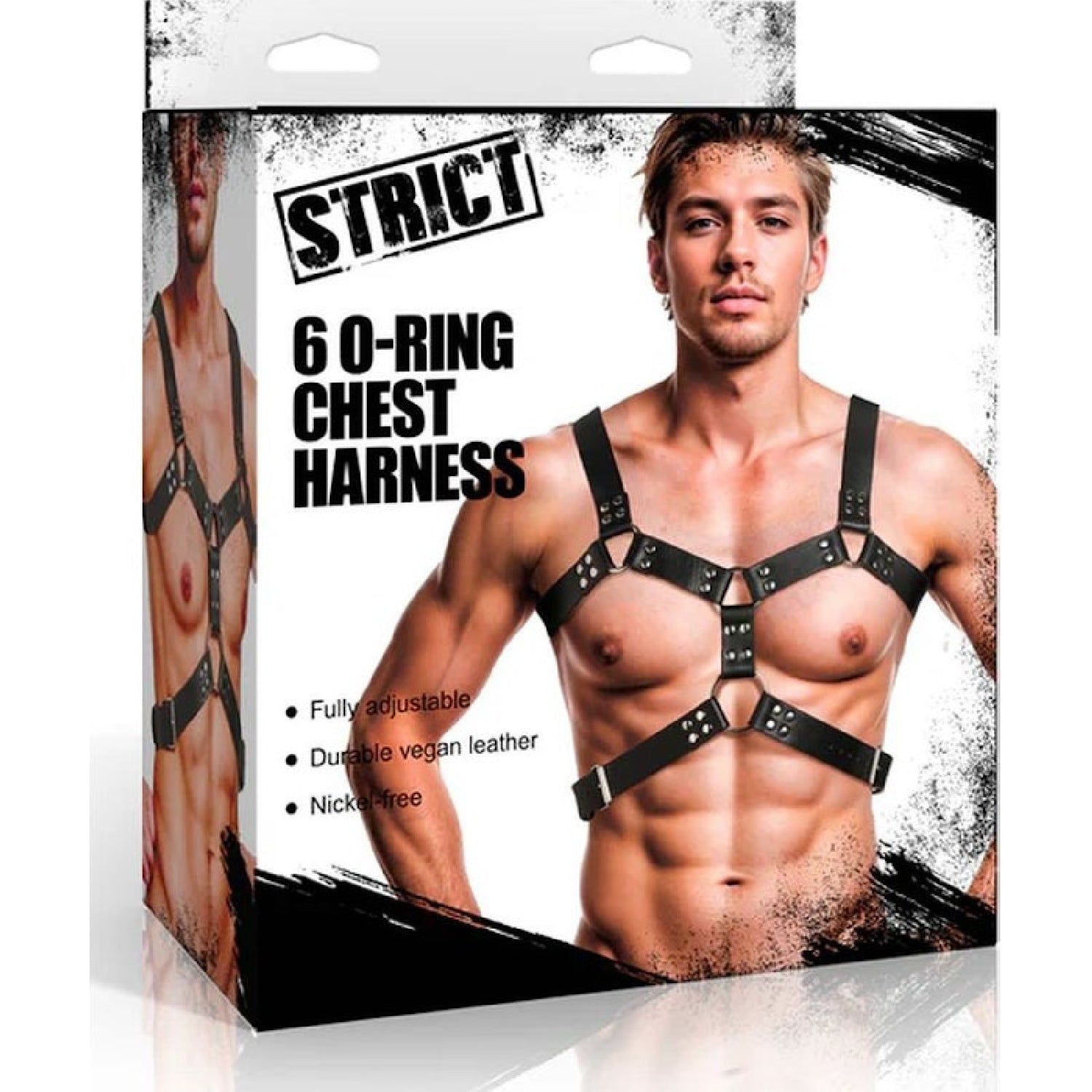 Strict - 6 O-Ring Chest Harness Men - Black - K. P.