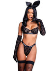 Playboy Noir Lingerie 2 Pc Set - Black