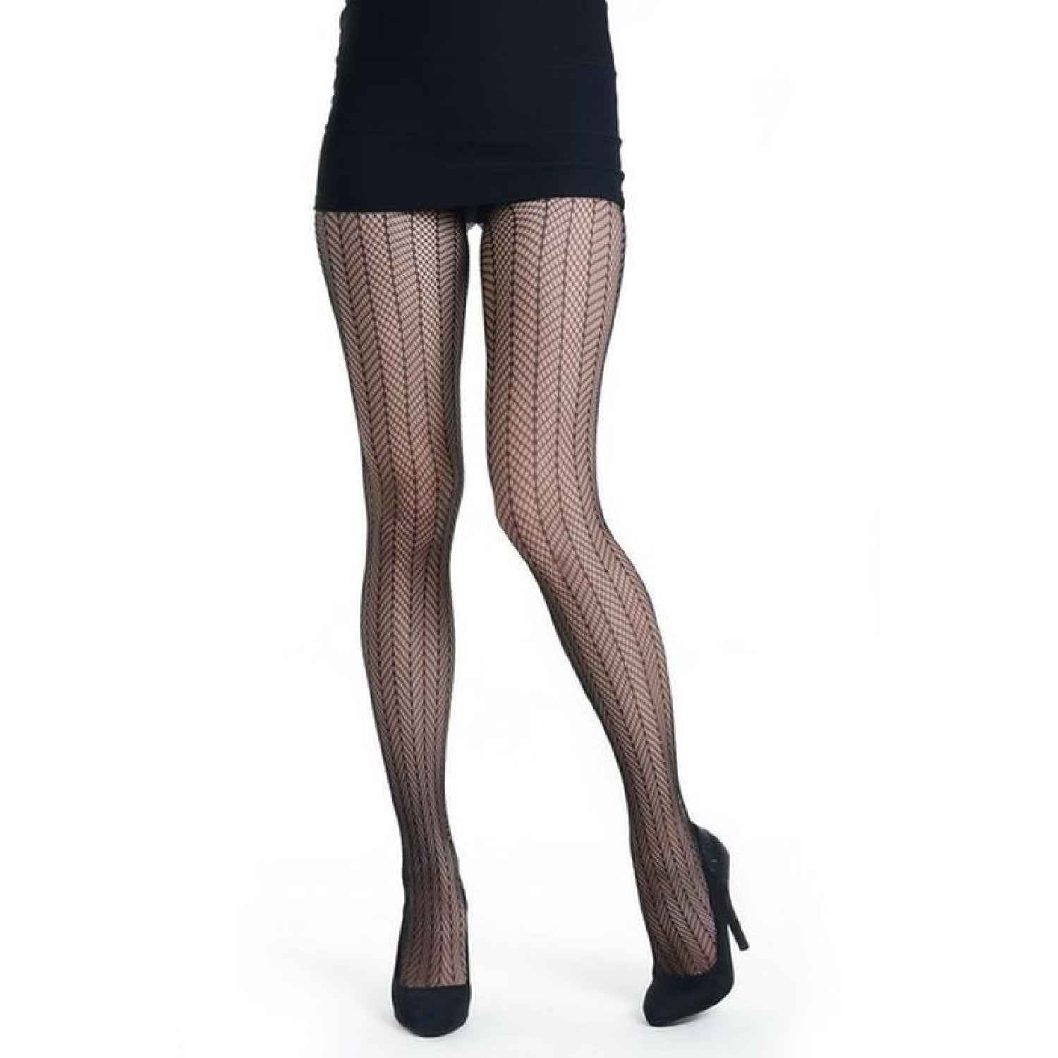 Sensual Arrow Mesh Tights - Black