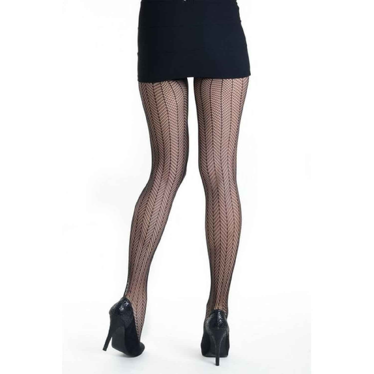 Sensual Arrow Mesh Tights - Black