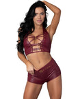 Thalia Burgundy Tease Two Piece Set