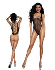 DreamGirl Sheer Mesh Rhinestone Teddy Black