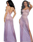 DreamGirl Ombre Glitter Mesh Gown Lilac