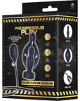 Inflatable Silicone Anal Plug With Plug (Black)