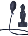 Inflatable Silicone Anal Plug With Plug (Black)