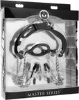 The Master Series - Mutiny Silicone O-Ring Gag With Nipple Clamps - Black/Silver - K. P.