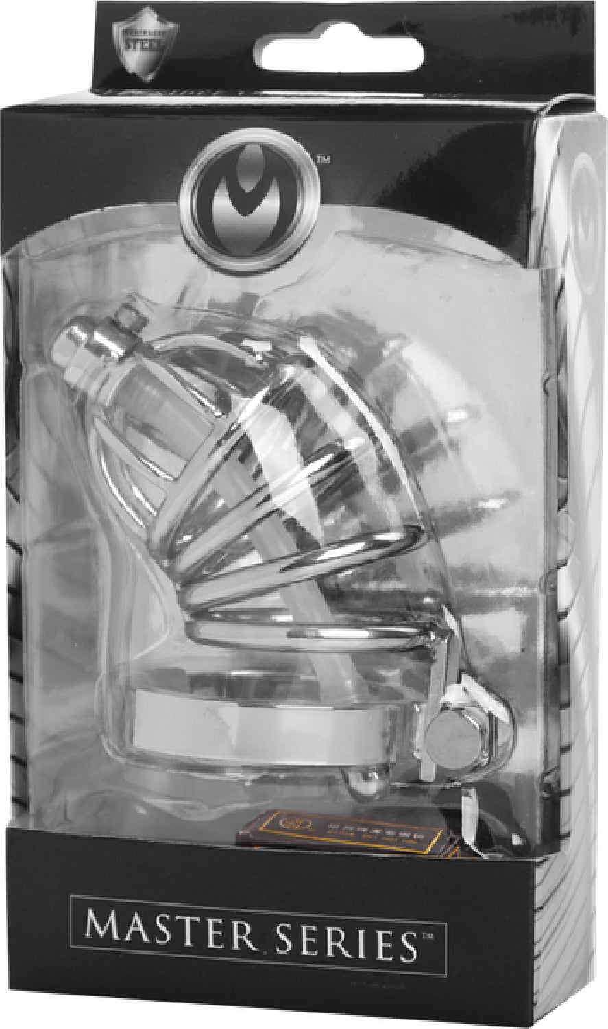 The Master Series - Stainless Steel Chastity Cage With Silicone Urethral Plug - Silver - K. P.