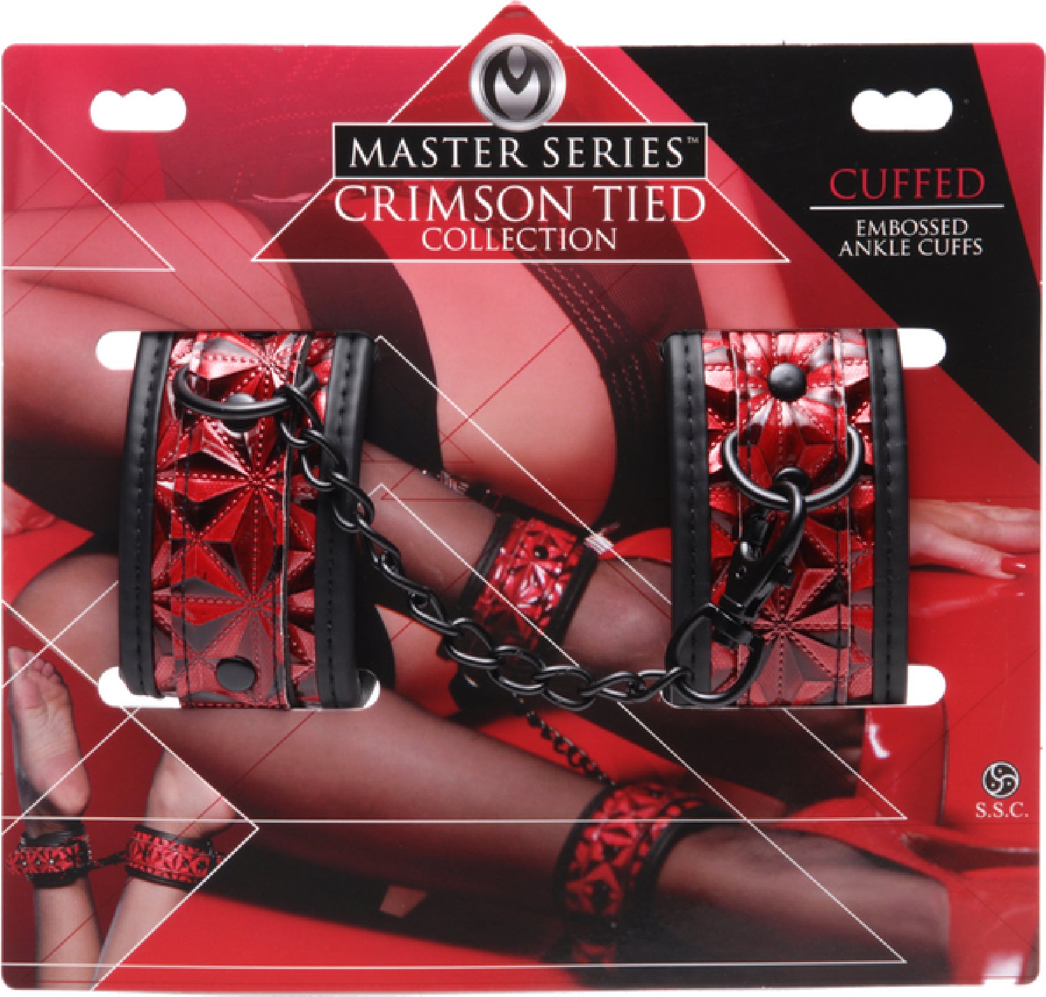 The Master Series - Crimson Tied Embossed Wrist & Ankle Cuffs - Red/Black - K. P.