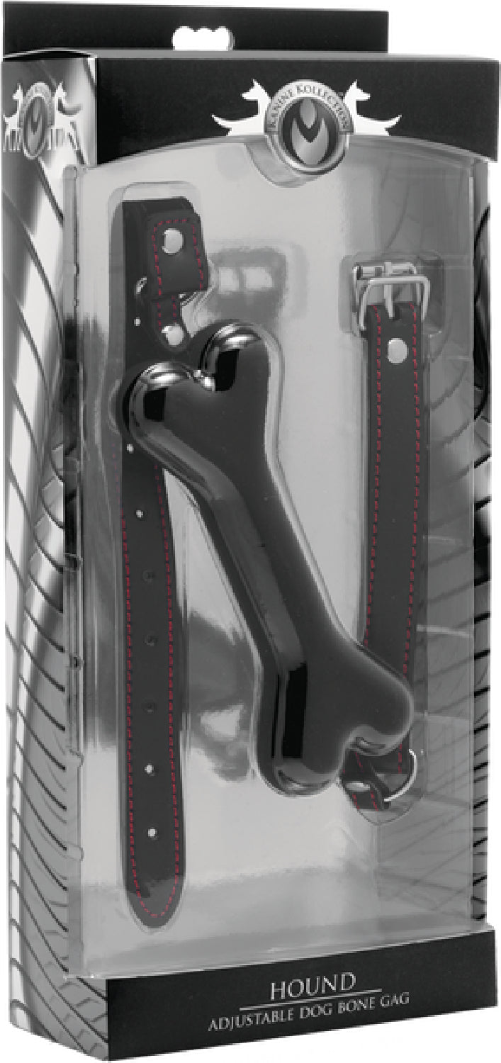 The Master Series - Hound Adjustable Dog Bone Gag - Black - K. P.