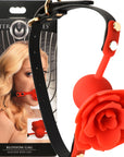 The Master Series - Blossom Gag Silicone Rose Gag - Black/Red - K. P.