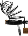 The Master Series - Stainless Steel Chastity Cage With Silicone Urethral Plug - Silver - K. P.