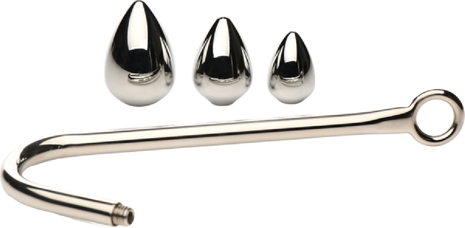 The Master Series - Anal Hook Trainer Anal Hook with 3 Plugs - Silver - K. P.