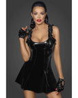 Short PVC dress w Frilled Shoulder Straps