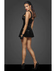 Short PVC dress w Frilled Shoulder Straps