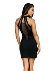 Halter Neck Mesh Dress Black