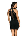 Halter Neck Mesh Dress Black