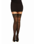 Dreamgirl Lace Top Thigh High Stockings White