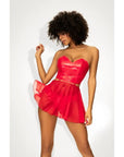 Red Vinyl Bustier and Thong 2 in 1 Set