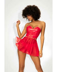 Red Vinyl Bustier and Thong 2 in 1 Set