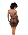 Stretch Mesh Long Sleeved Dress w Thong