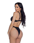 PlayBoy Black High-Leg 1 Pc Swimsuit with Rhinestone Logo