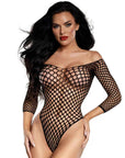 DreamGirl Fishnet Off The Shoulder Ombre Bodysuit