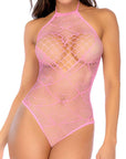 Heart Fishnet Bodysuit Pink